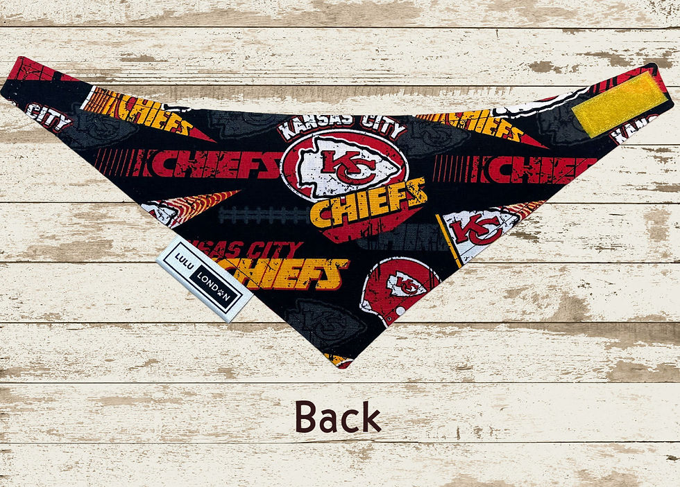Thumbnail: back view of kansas city chiefs custom dog bandana