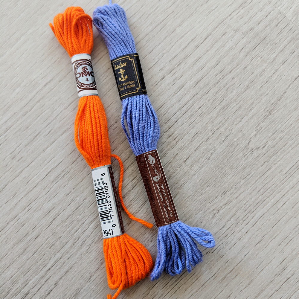 écheveau coton orange et mauve