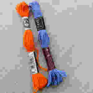 écheveau coton orange et mauve