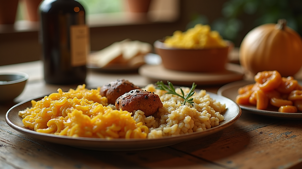 Close-up of traditional African food spread
