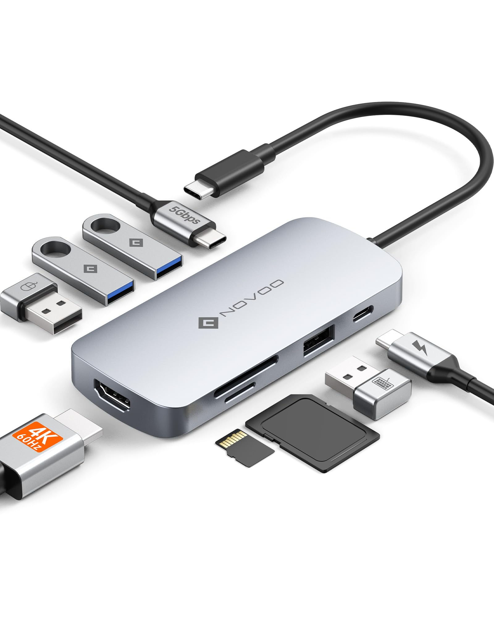 NOVOO USB C 9-in-1 Multiport Hub with 4K HDMI