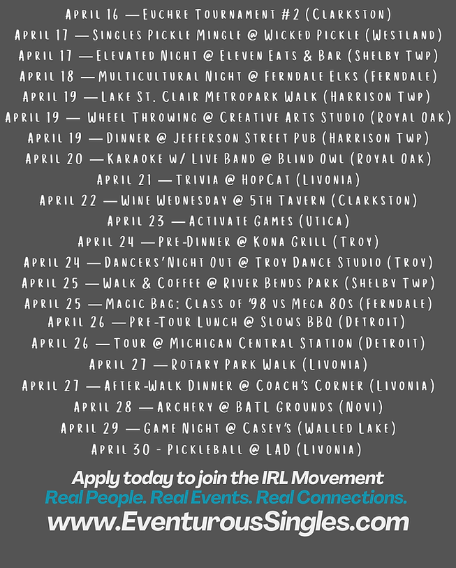 ✨ February Events (Condensed Format) ✨ Feb 1 — 5.6 Mile Winter Hike – Proud Lake Feb 2 — K