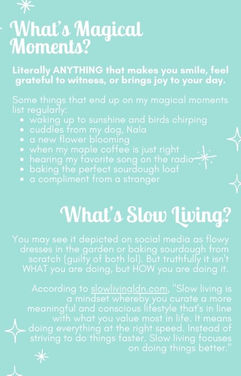 Magical Moments Free Slow Living Challenge by magically Tar Simone