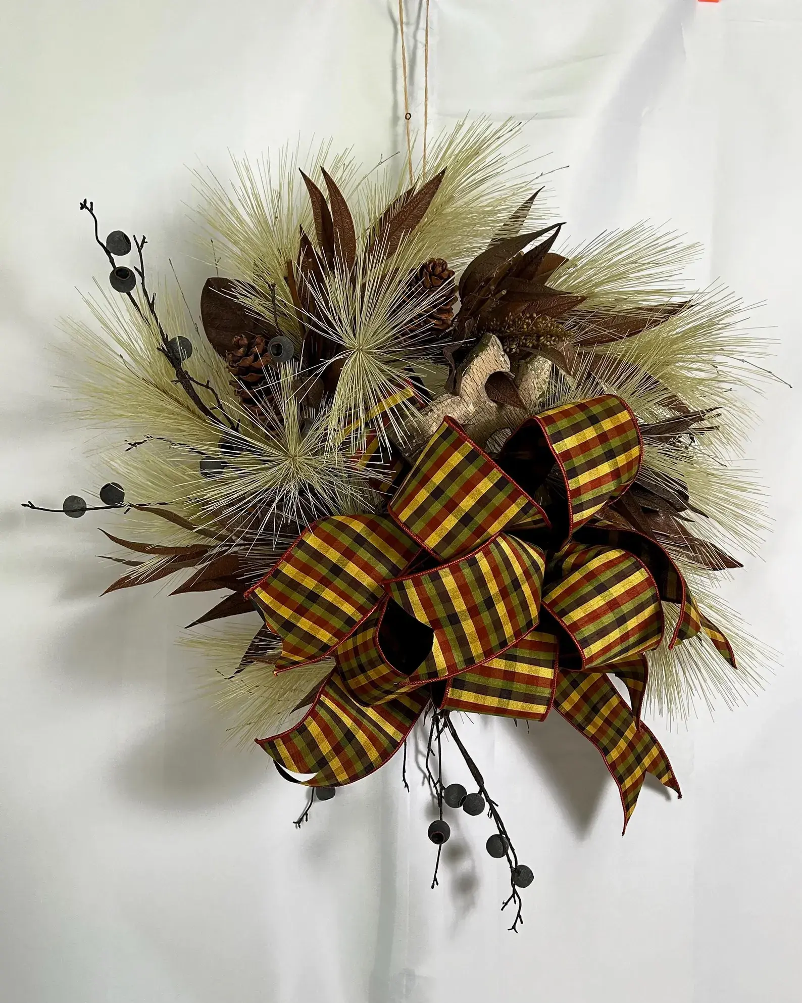 Handmade Rustic Plaid Fall Wreath