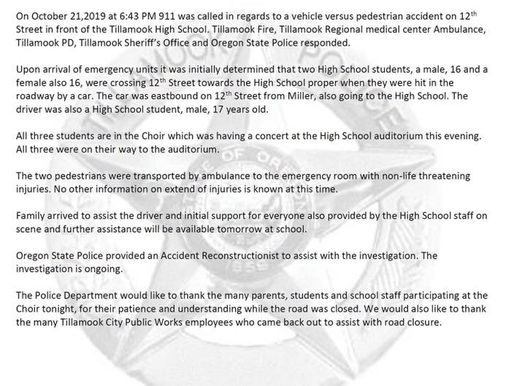 Two High School Students Struck By Another Student