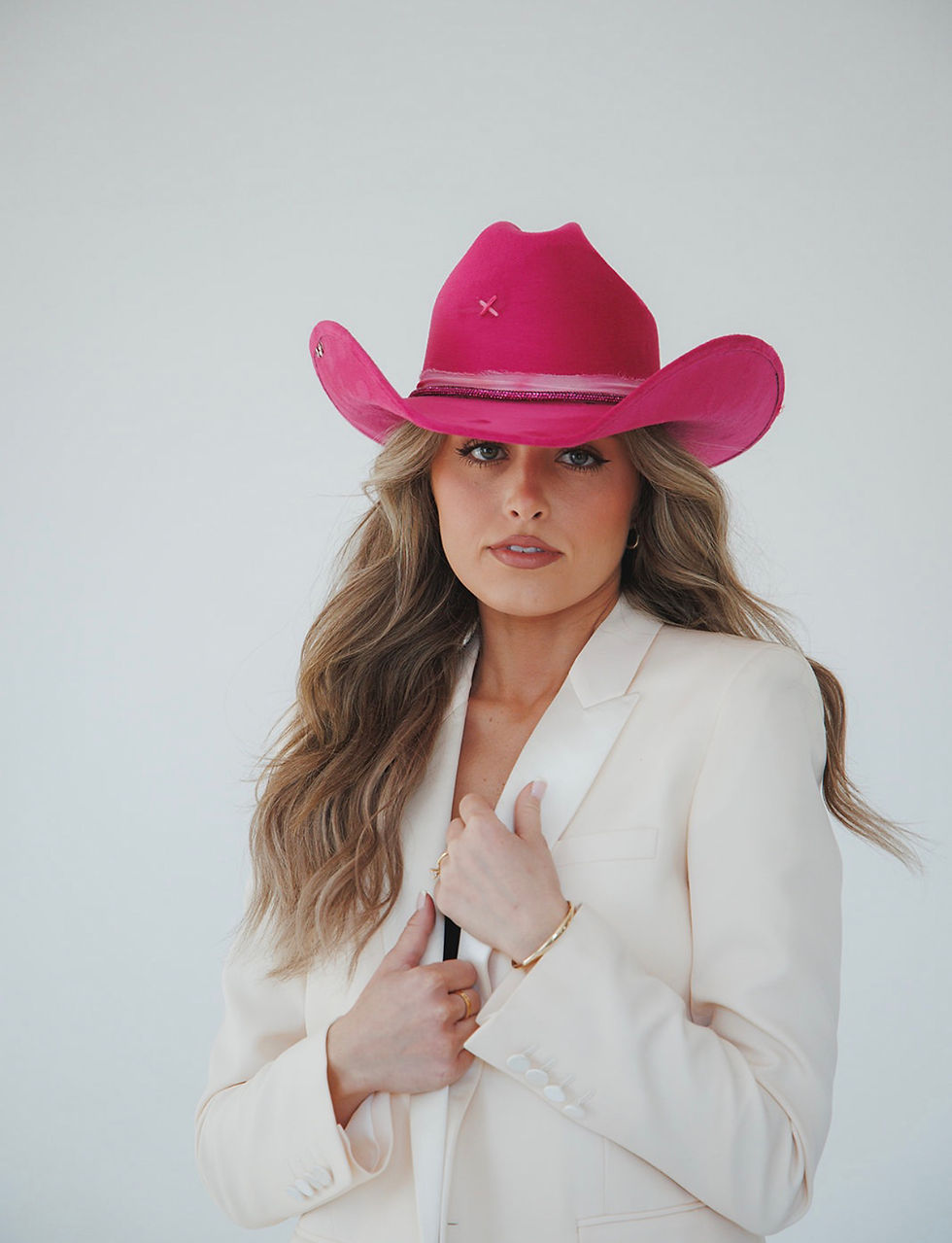 Thumbnail: Fuchsia Rancher Hat – Suede Wide Brim