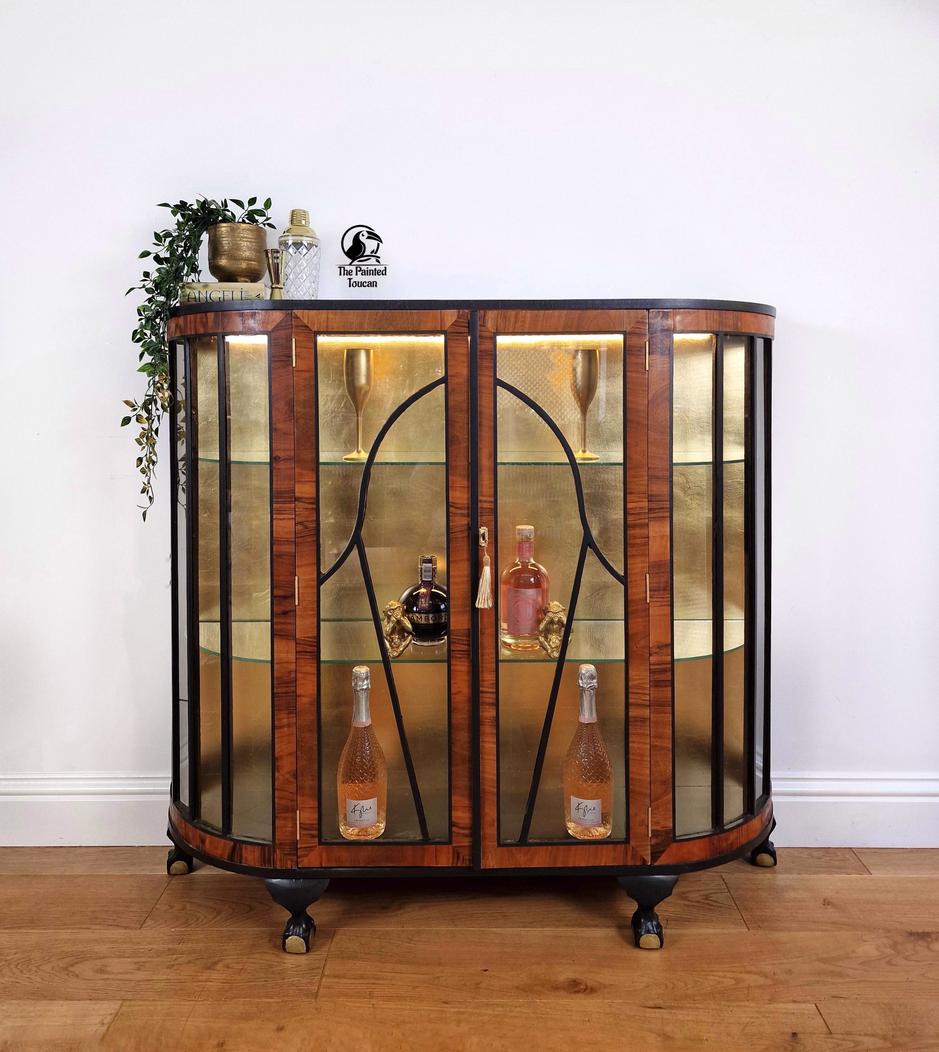 Art Deco Drinks Cocktail cabinet dark grey/black and gold