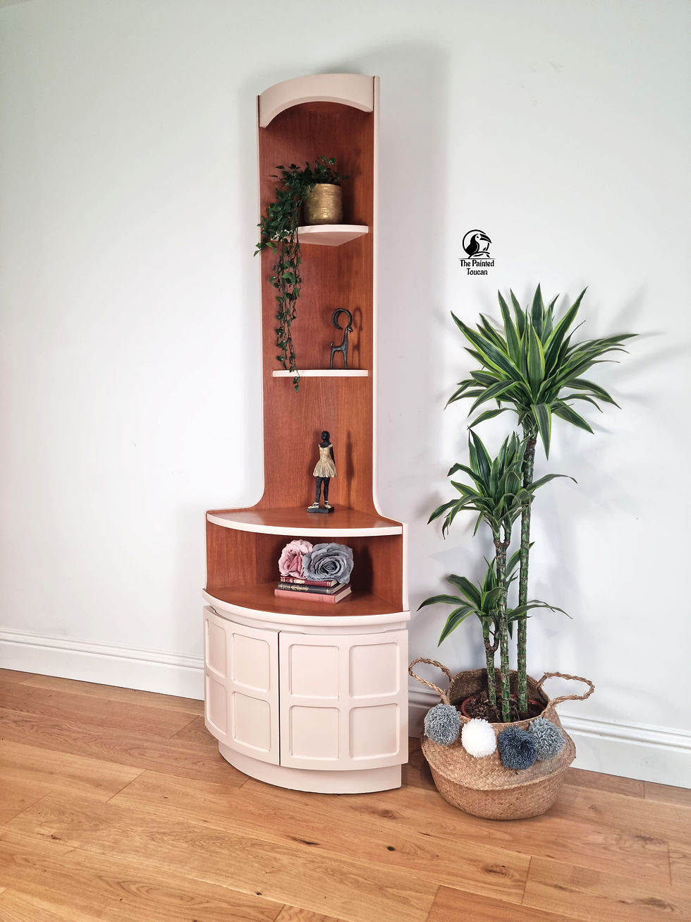 Thumbnail: Mid Century Modern Nathan Teak and Pink Corner Unit
