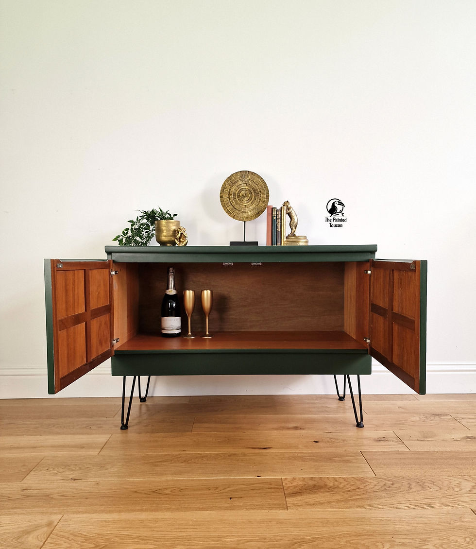 Thumbnail: Vintage Nathan mid century green sideboard drinks cabinet TV unit