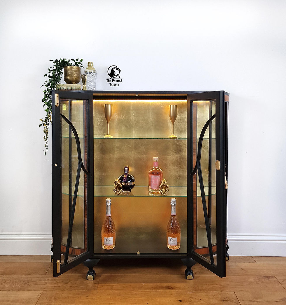 Thumbnail: Art Deco Drinks Cocktail cabinet dark grey/black and gold