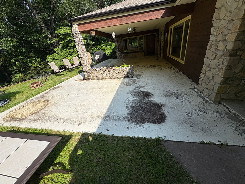 Residential patio before solid yellow epoxy coating — original surface, Combs Custom Concrete