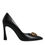 Thumbnail: Versace Black Leather Logo Plaque High Heels Pumps Shoes