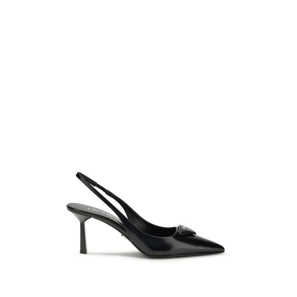 Prada Black Calf Leather Bos Taurus High Heel Pumps