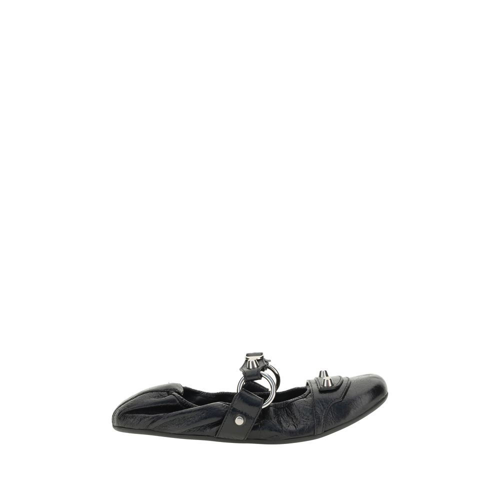 Balenciaga Black Calf Leather Bos Taurus Ballet Flats