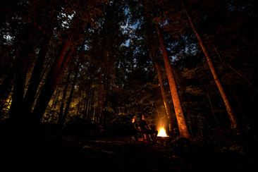 Experiencia nocturna en la naturaleza con fogata, ideal para eventos corporativos de inmersión y conexión grupal.