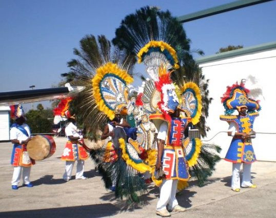 Bahamian costumed people