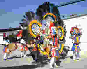 Bahamian costumed people