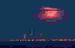 Super Snow Moon over Manhattan skyline