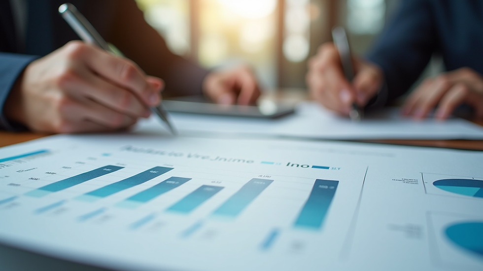 Close-up view of a financial advisor reviewing rental income reports