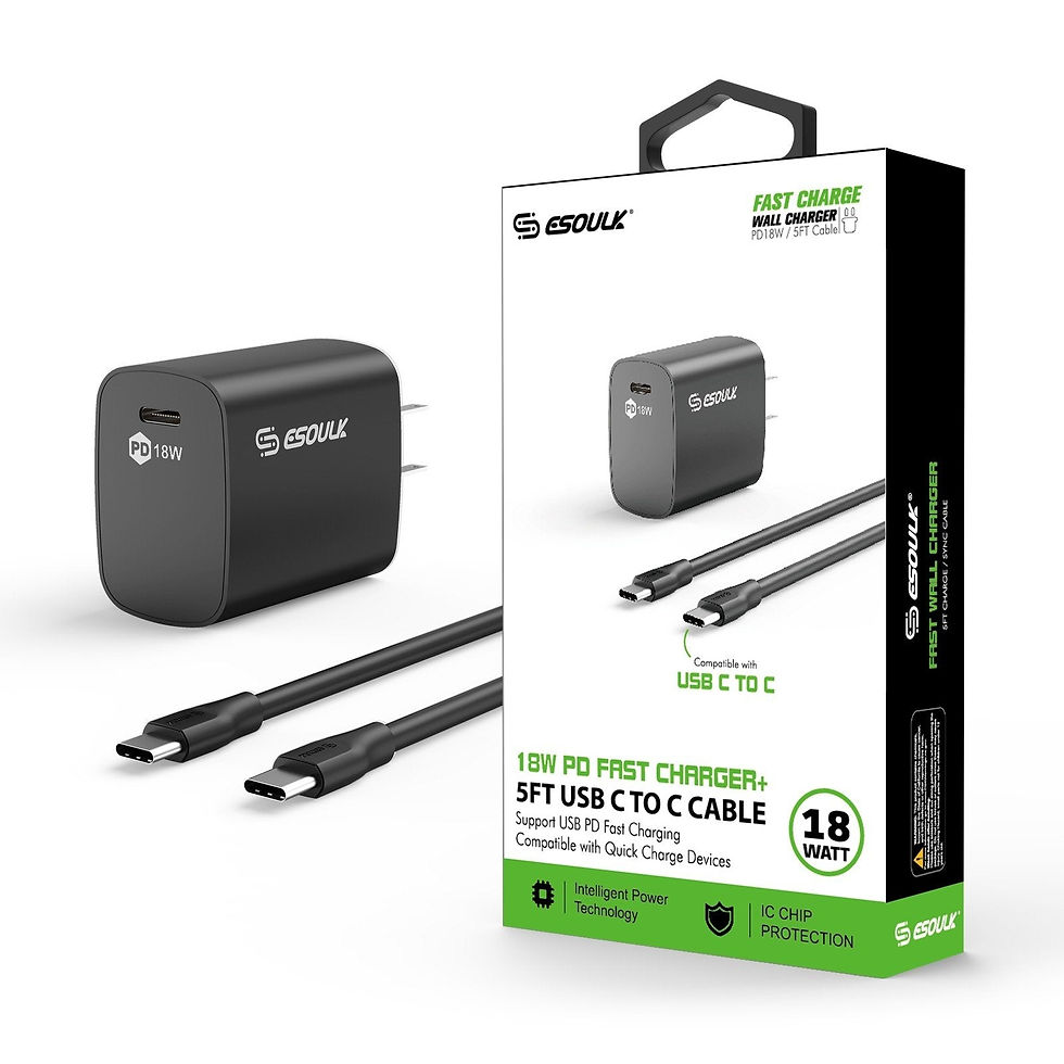 Thumbnail: Esoulk 18W PD Fast Charger Wall &amp; 5FT C To C Cable