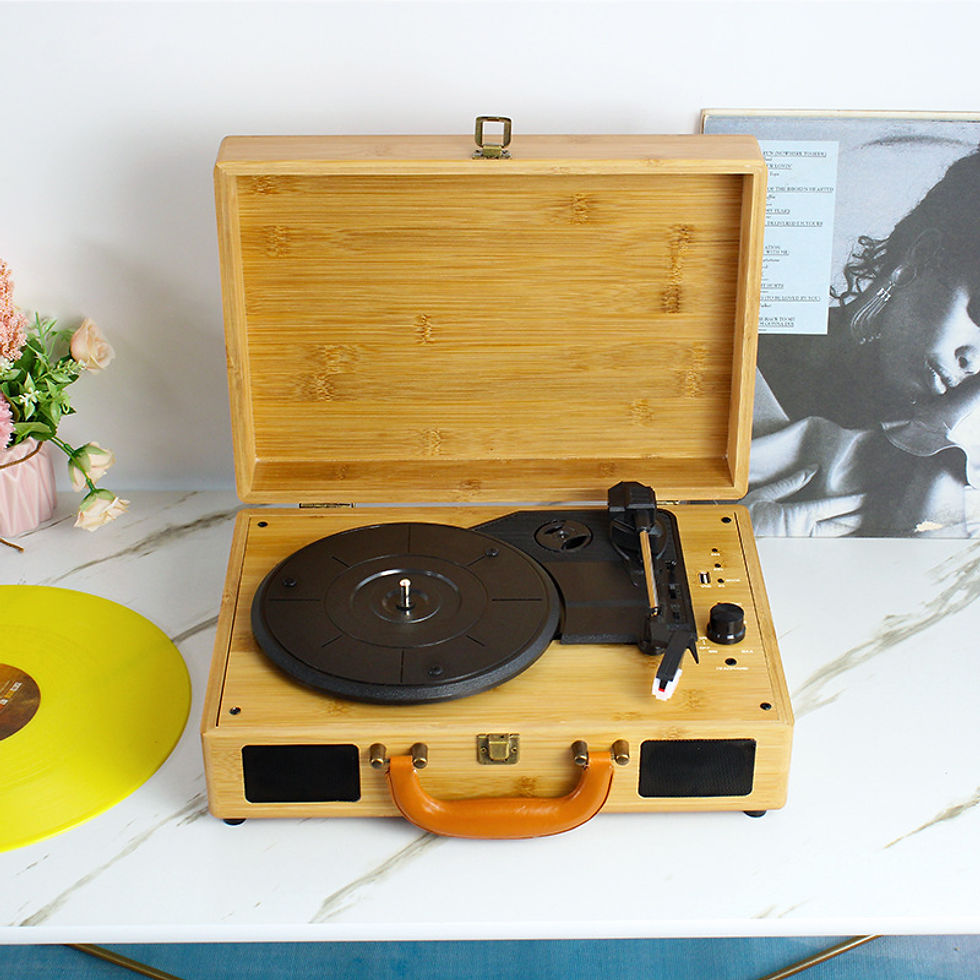 Thumbnail: Portable Vintage Vinyl Record Player with Bluetooth Speaker