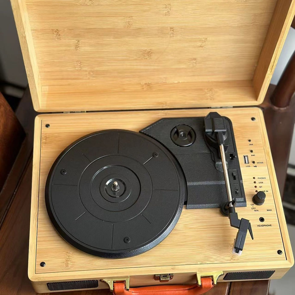 Thumbnail: Portable Vintage Vinyl Record Player with Bluetooth Speaker