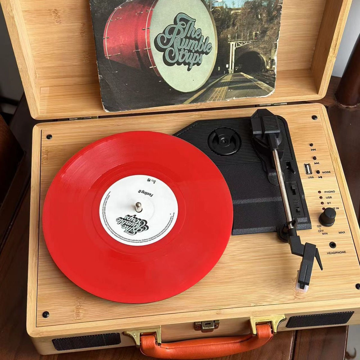 Portable Vintage Vinyl Record Player with Bluetooth Speaker