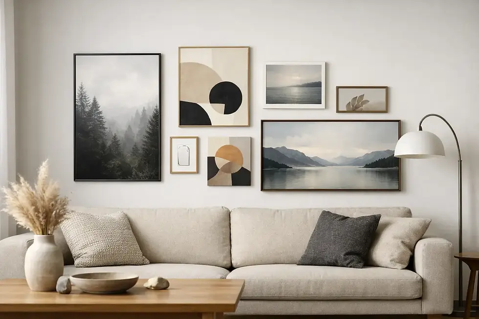 Guia de composição de parede com arte para interiores