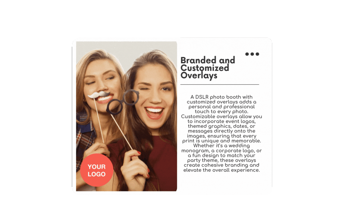 Photo booth photos in a branded graphic, featuring custom templates for prints and digital sharing, in Arizona