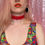 Thumbnail: Fringed PVC choker -Pink & Red