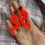 Thumbnail: Vinyl Worm Glitter Stud Dangle Earrings - Magenta & Orange