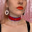 Thumbnail: Fringed PVC choker - Purple & Red