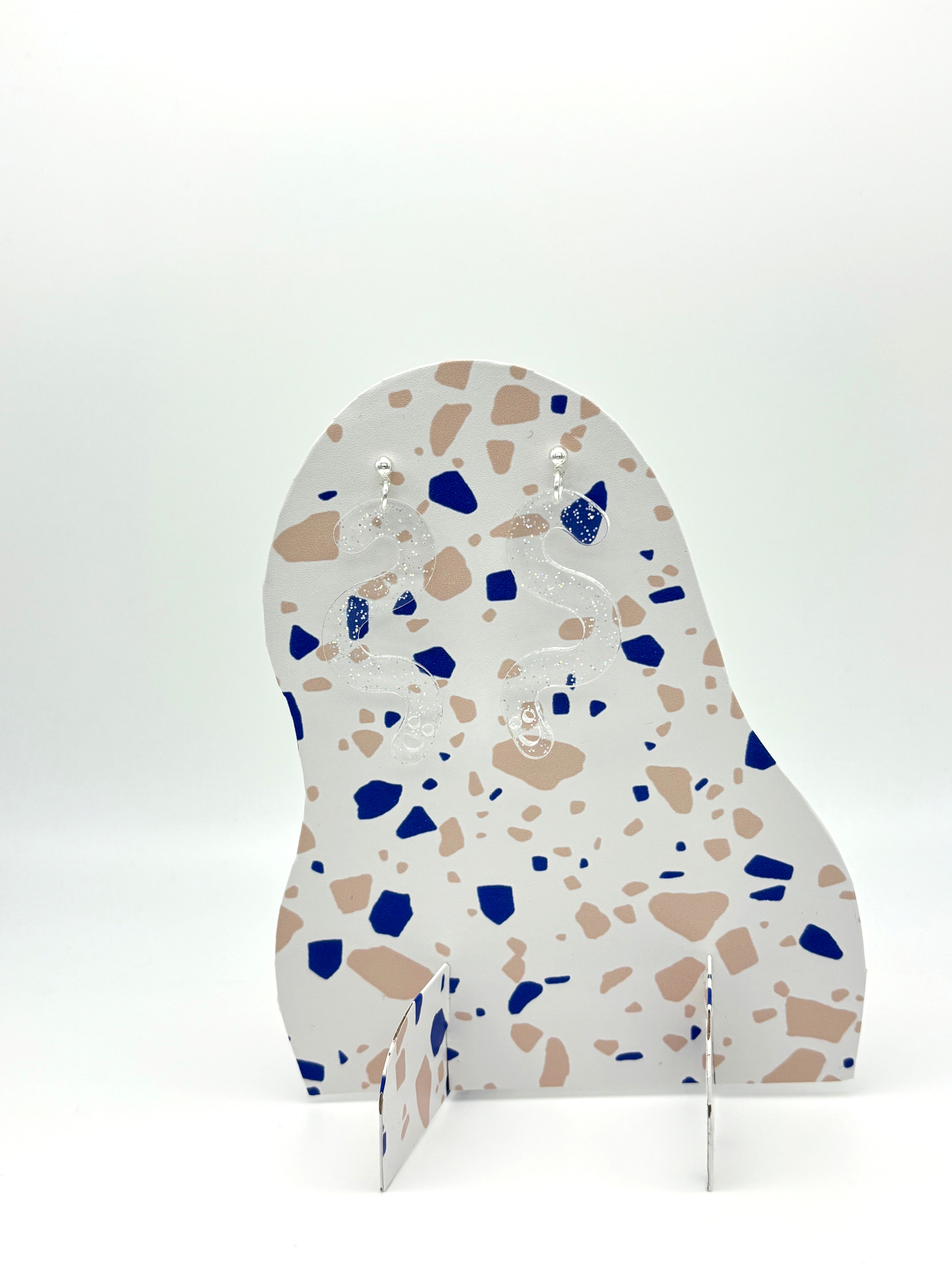 Glitter Worm Simple Dangles - Clear Rainbow