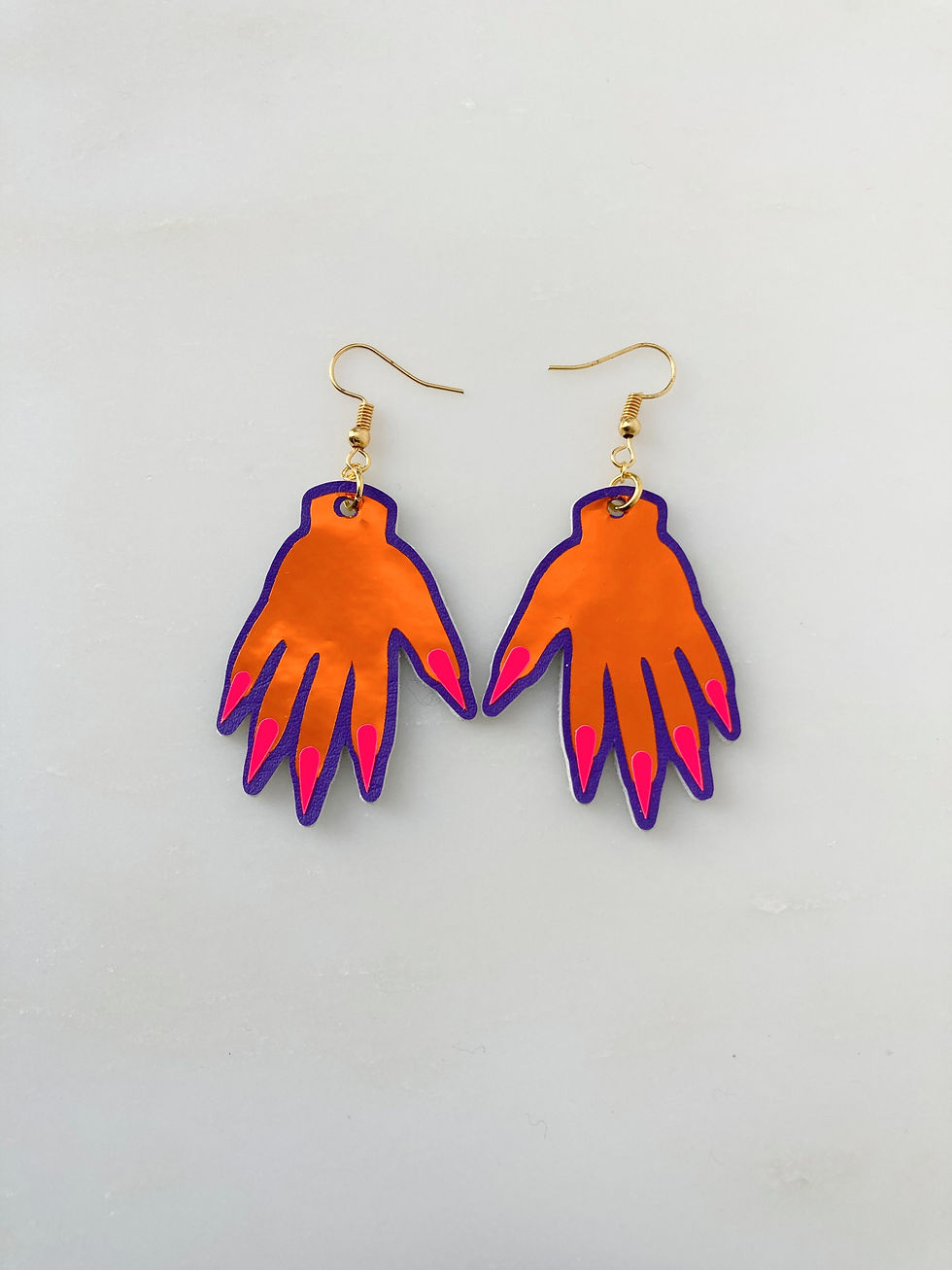 Sparkly Hand Earrings - Orange