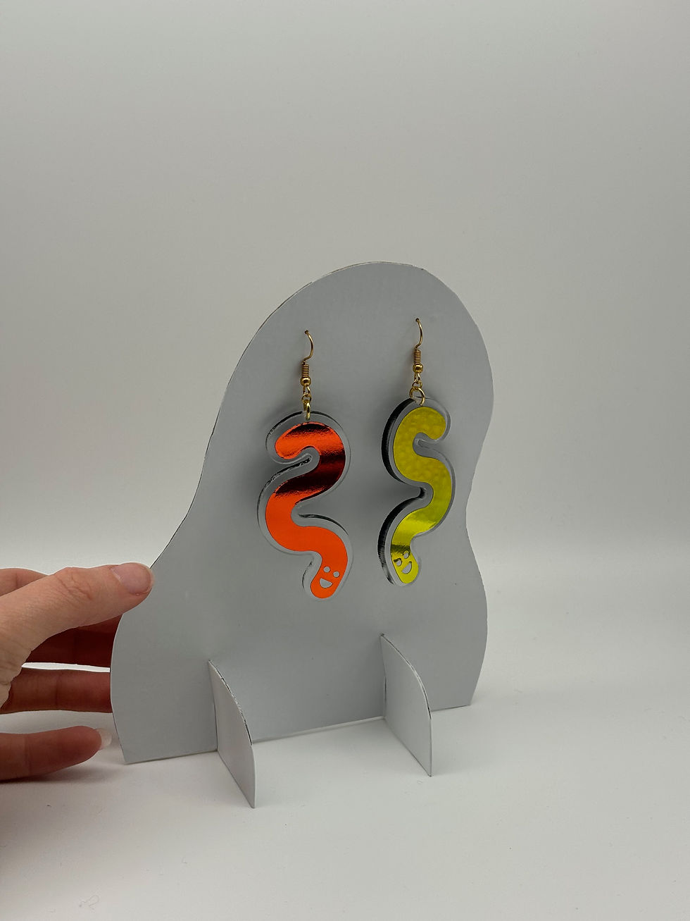 Thumbnail: Vinyl Worm Earrings - Tourmaline Aurora