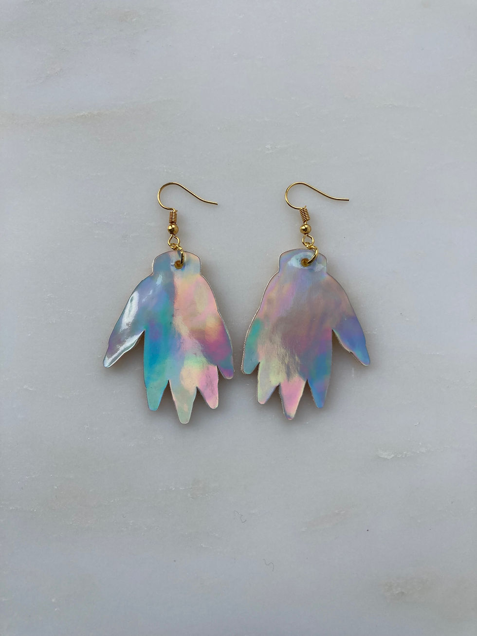 Thumbnail: Sparkly Hand Earrings - Fluro Yellow