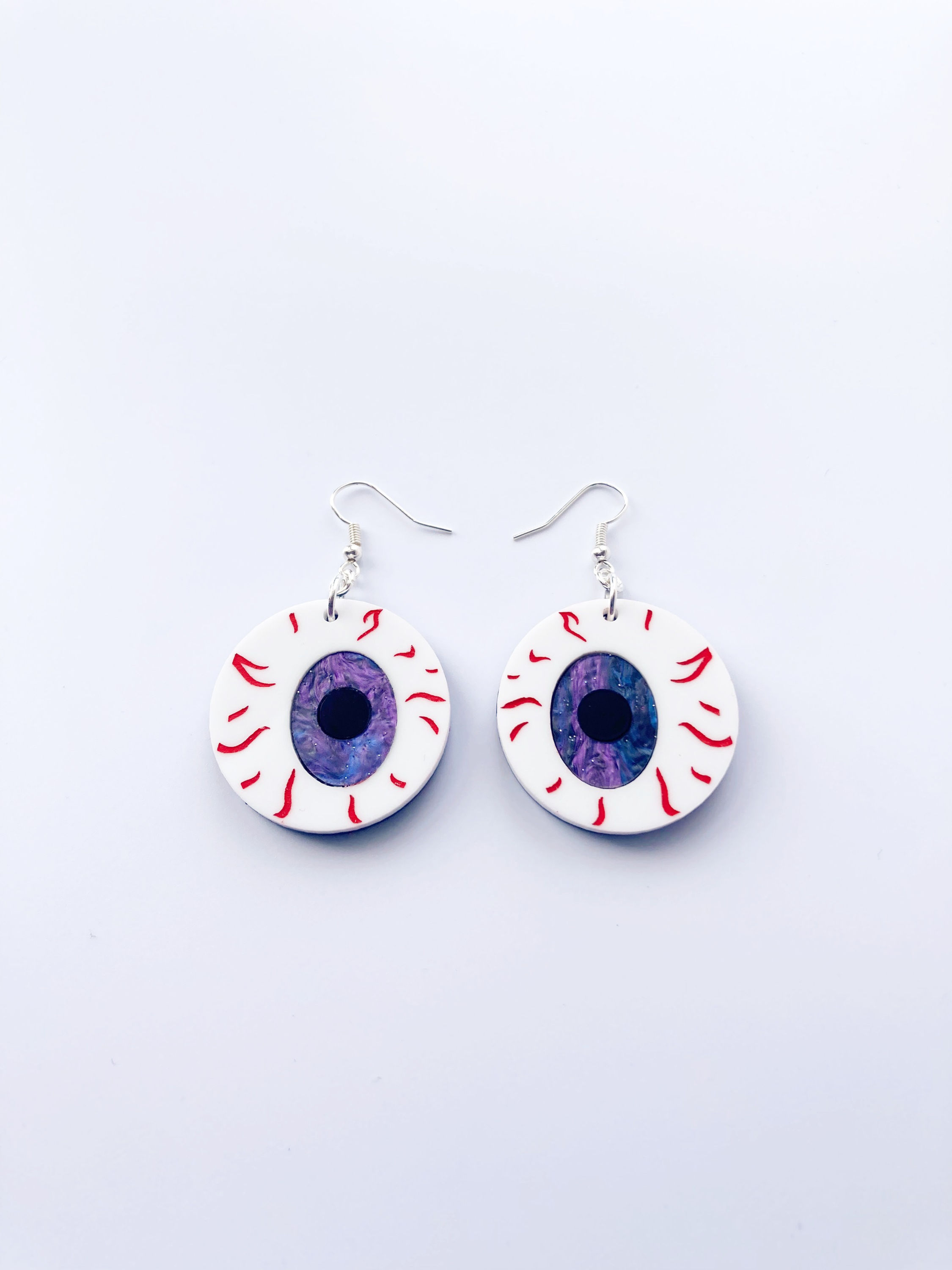 Medium Eyeball Earrings - Galaxy Glitter Marble