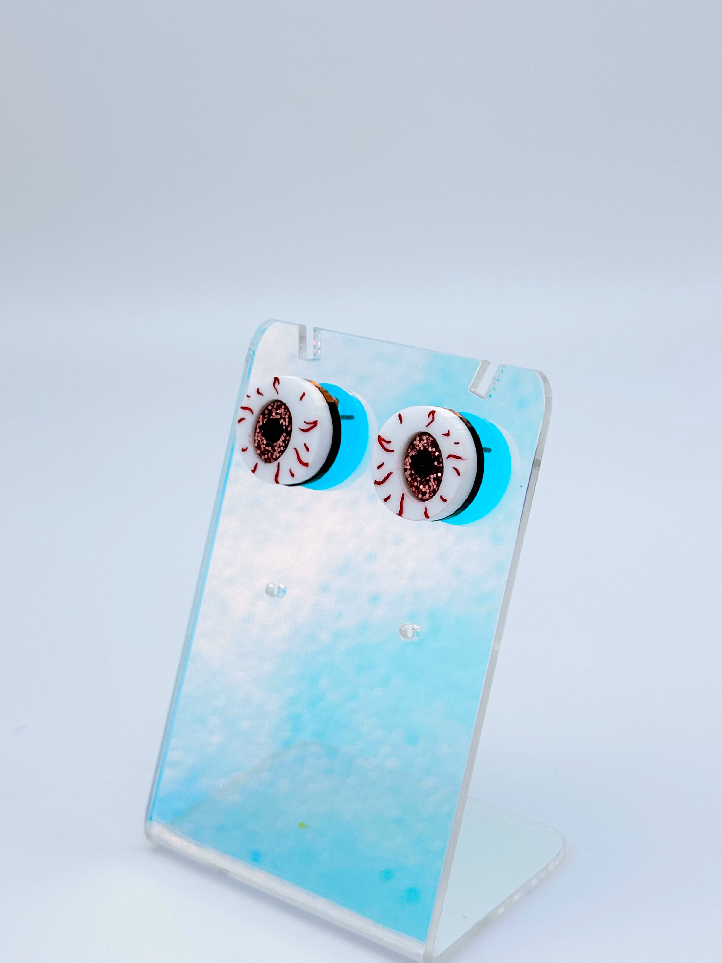 Eyeball Studs - Baby Pink Glitter