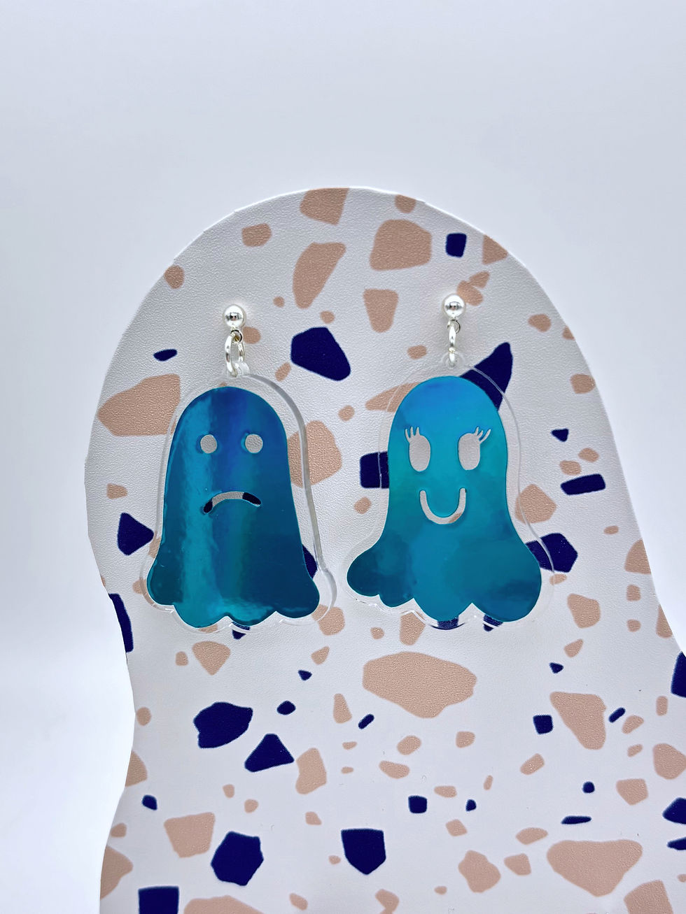 Thumbnail: Holographic Ghost Earrings - Ocean Teal