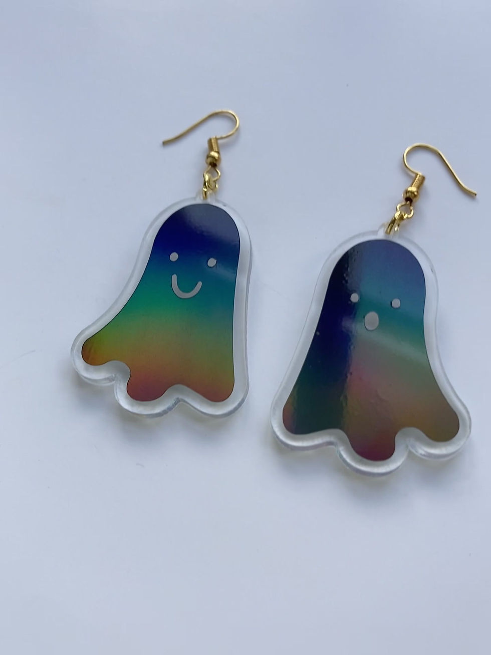 Thumbnail: Holographic Ghost Earrings - Petrol Grey