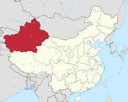 Xinjiang (highlighted) contains the greatest concentration of Muslims in China