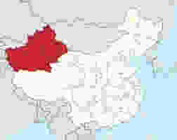 Xinjiang (highlighted) contains the greatest concentration of Muslims in China