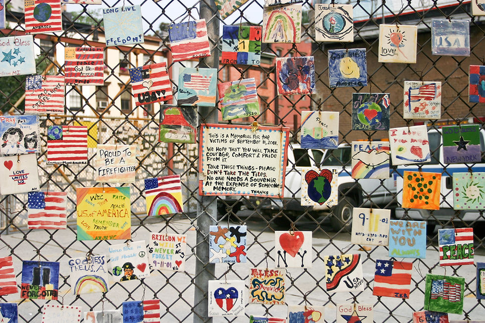 Pictured is a memorial for the victims of the attacks on 9/11