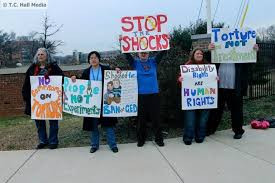 Protestors outside the JRC