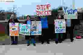 Protestors outside the JRC