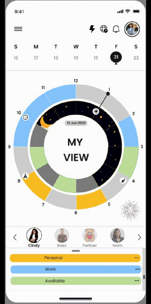 Radial Digital Calendar Tasks AI