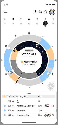 Radial Digital Calendar Tasks AI