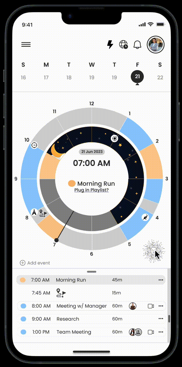 Radial Digital Calendar Tasks AI