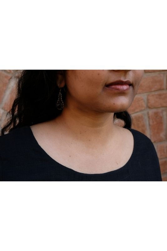 Thumbnail: Kumbaya: Black and Grey Reversible Dress Neck View