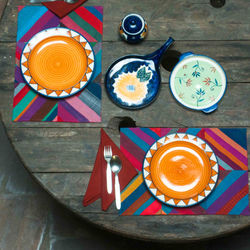 Table Mat Set w/Napkins-Handloom PW